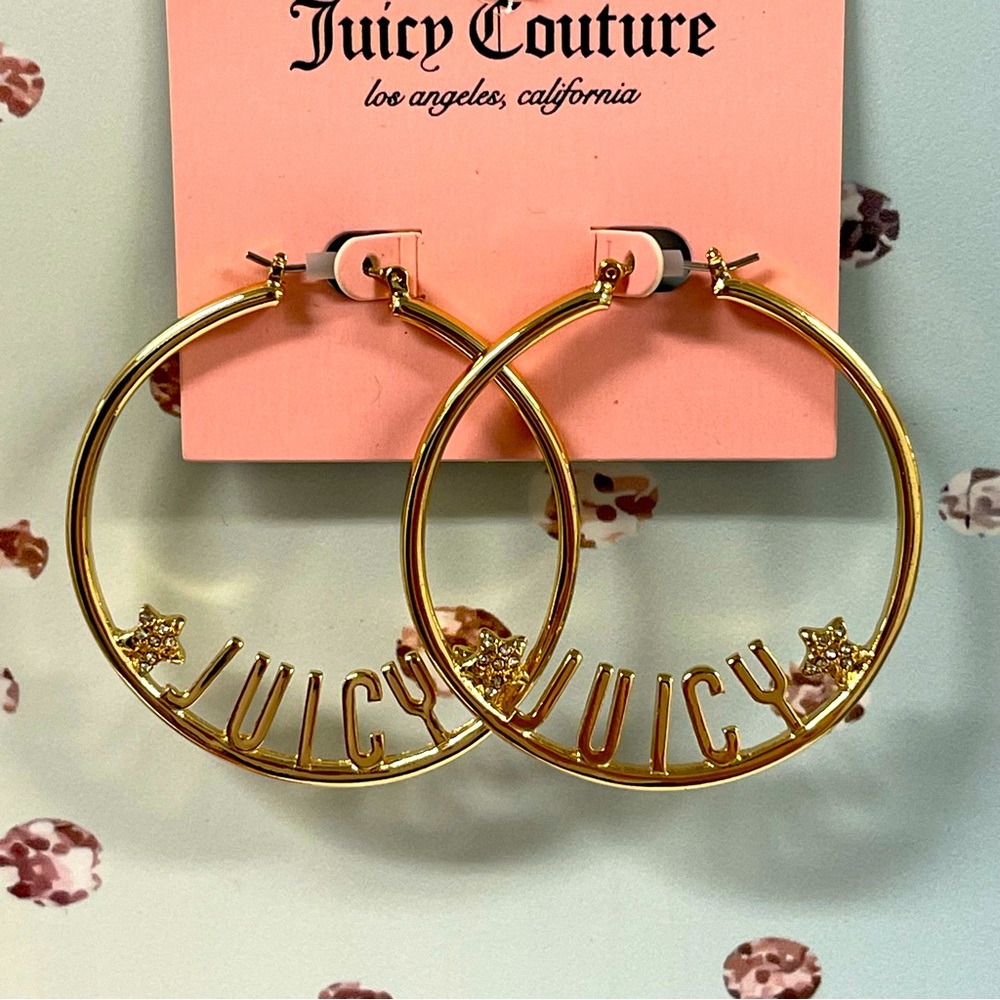 🌟JUICY COUTURE LARGE LOGO STAR HOOPS